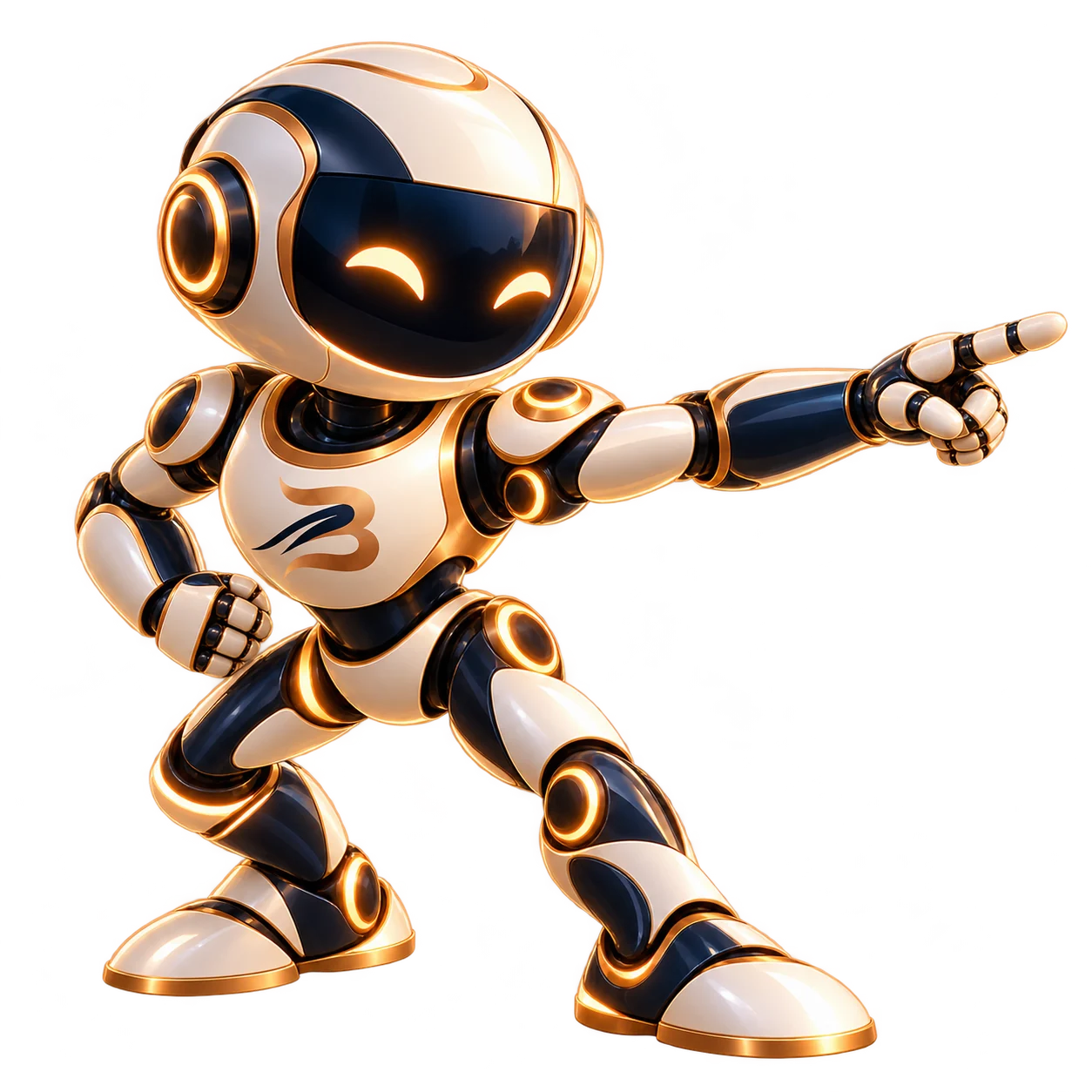 Mascota tecnológica de Bularz Insight señalando el camino